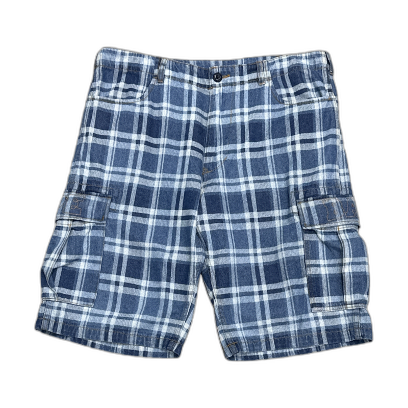 Bape Flannel Blue Cargo Shorts