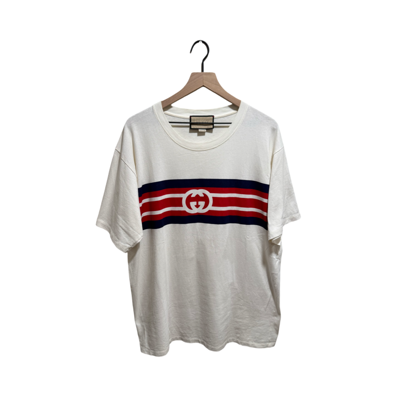 Gucci Interlocking GG Logo Stripe T-Shirt White