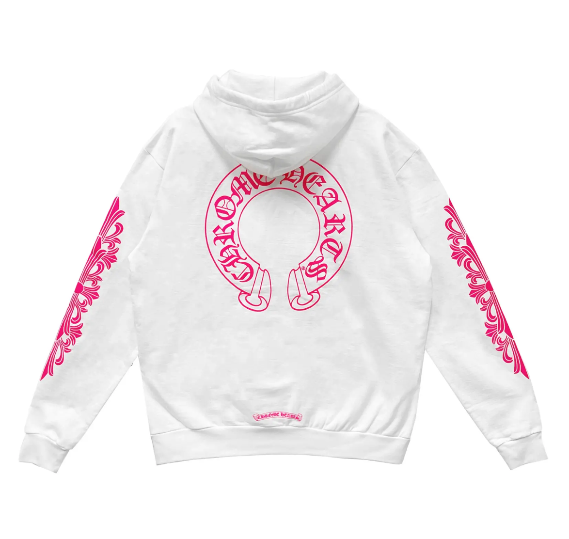 Chrome Hearts Pink Horseshoe Floral Sleeve Pullover Hoodie