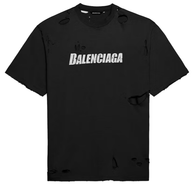 Balenciaga Oversized Distressed Black Tee