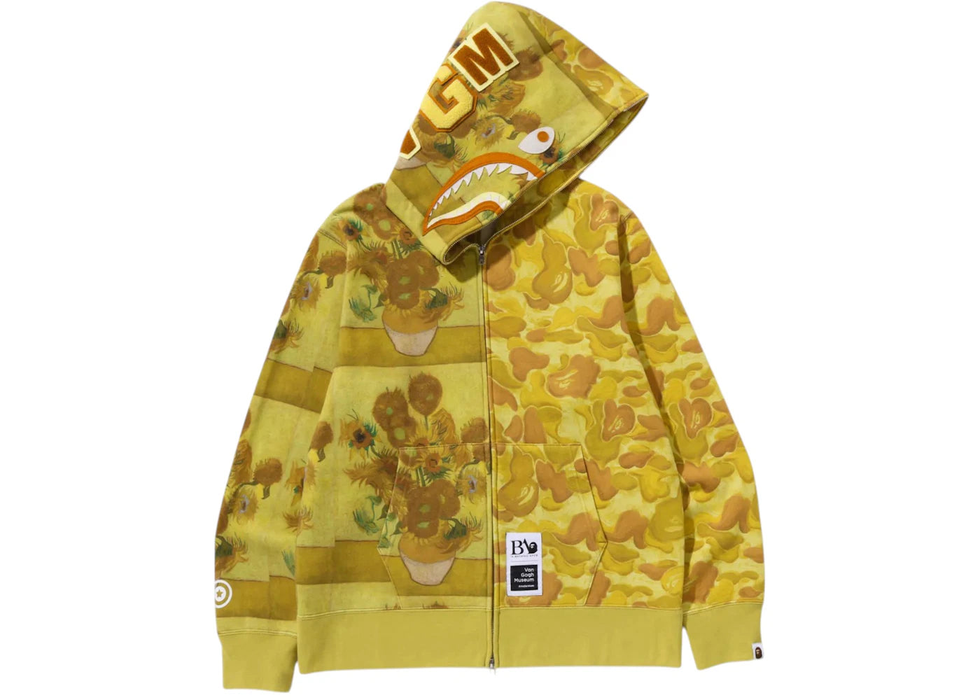 BAPE x Van Gogh Museum Shark Full Zip Hoodie Yellow