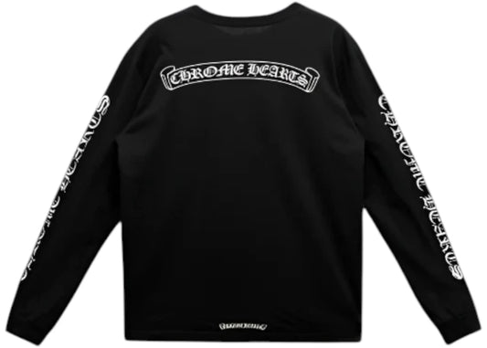 Chrome Hearts Scroll Logo Long Sleeve Pocket T-shirt Black