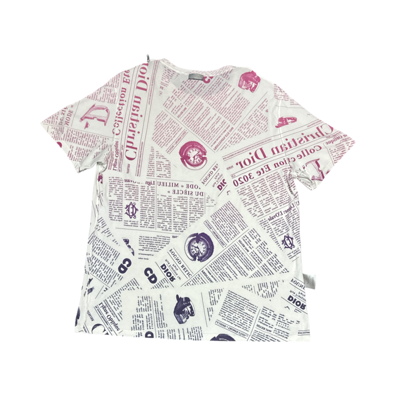 Dior x Daniel Arsham Newspaper Print Tee in Beige - Pre-Owned