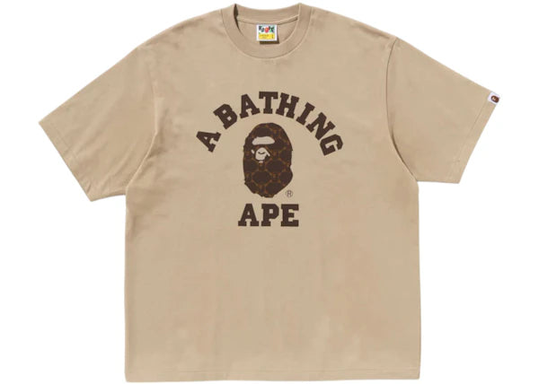 BAPE College Monogram College Relaxed Fit Tee Beige