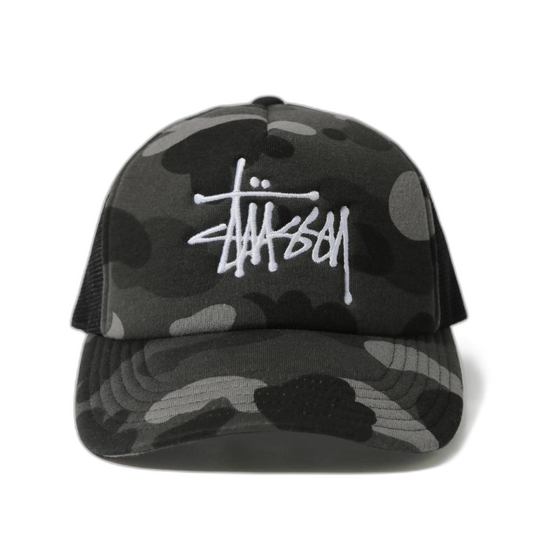 BAPE x Stussy Trucker Cap Black - Exclusive Collaboration