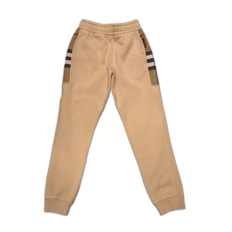 Burberry Check Panel Cotton Blend Sweatpants