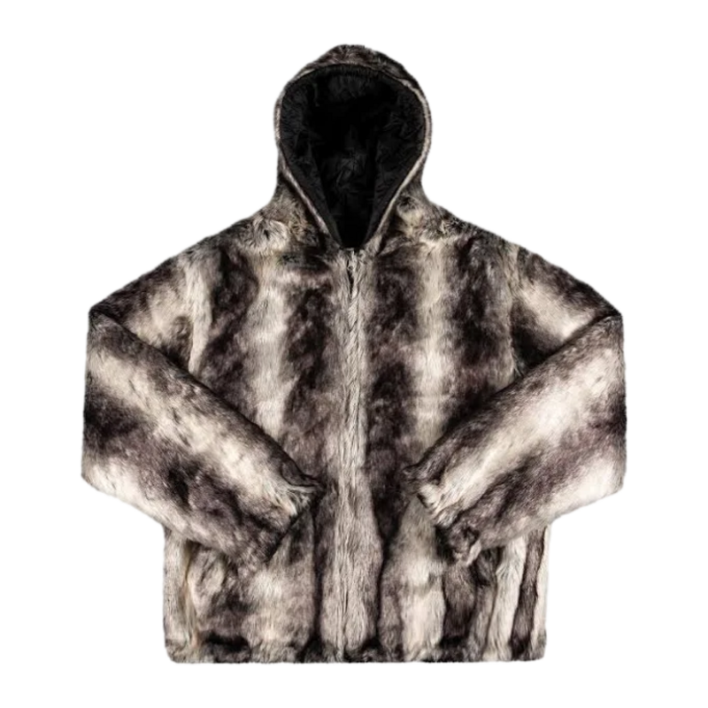 Supreme Faux Fur Reversible Hooded Jacket Black