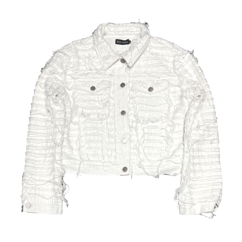 Eric Creer Striped Distressed White Jacket