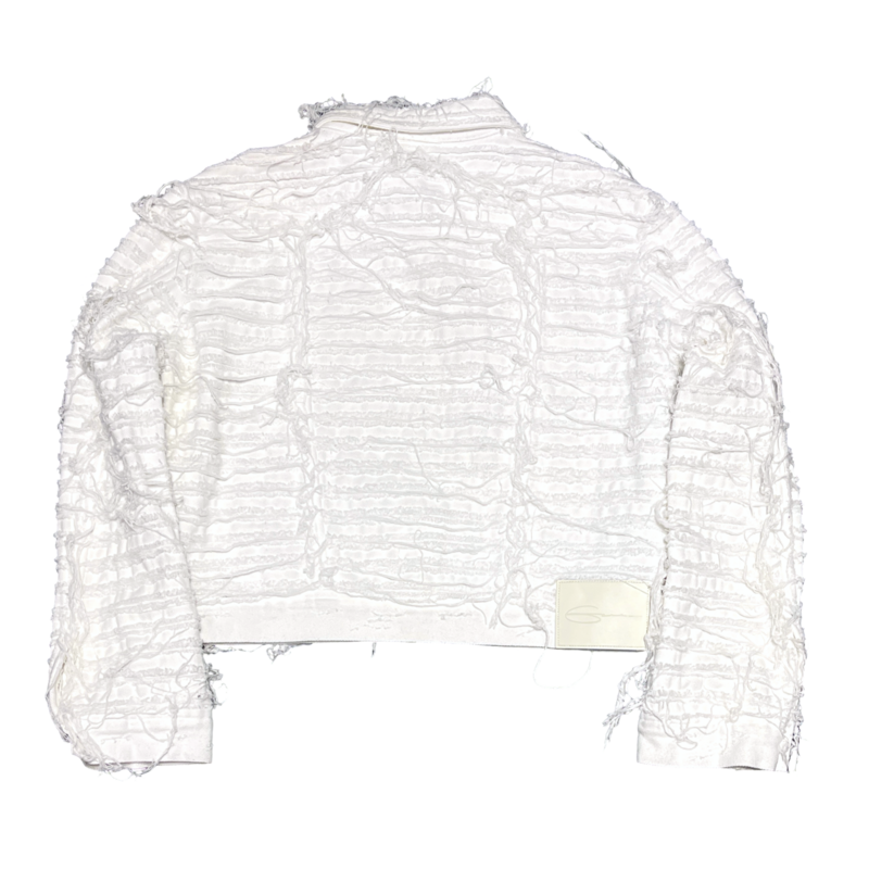 Eric Creer Striped Distressed White Jacket