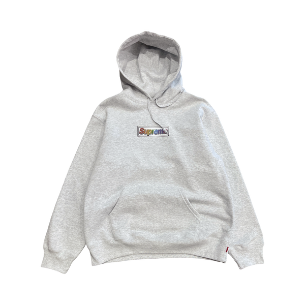 Supreme Bling Box Logo Hooded Sweatshirt Ash Grey