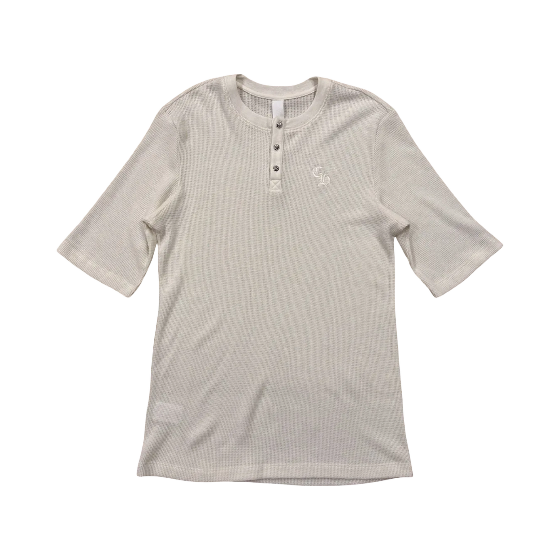 Chrome Hearts Henley Collar Waffle Half Sleeve White Shirt