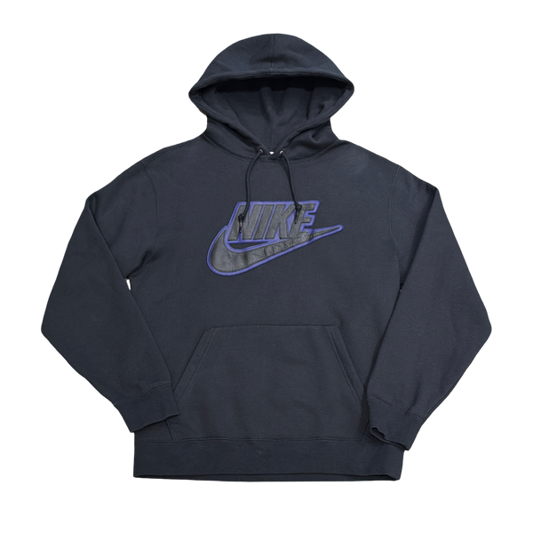 Supreme Nike Leather Applique Hooded Sweatshirt Black