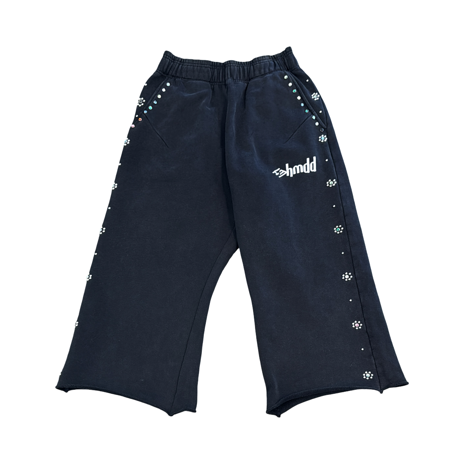 HMDD Flower Studded 3/4 Shorts Black