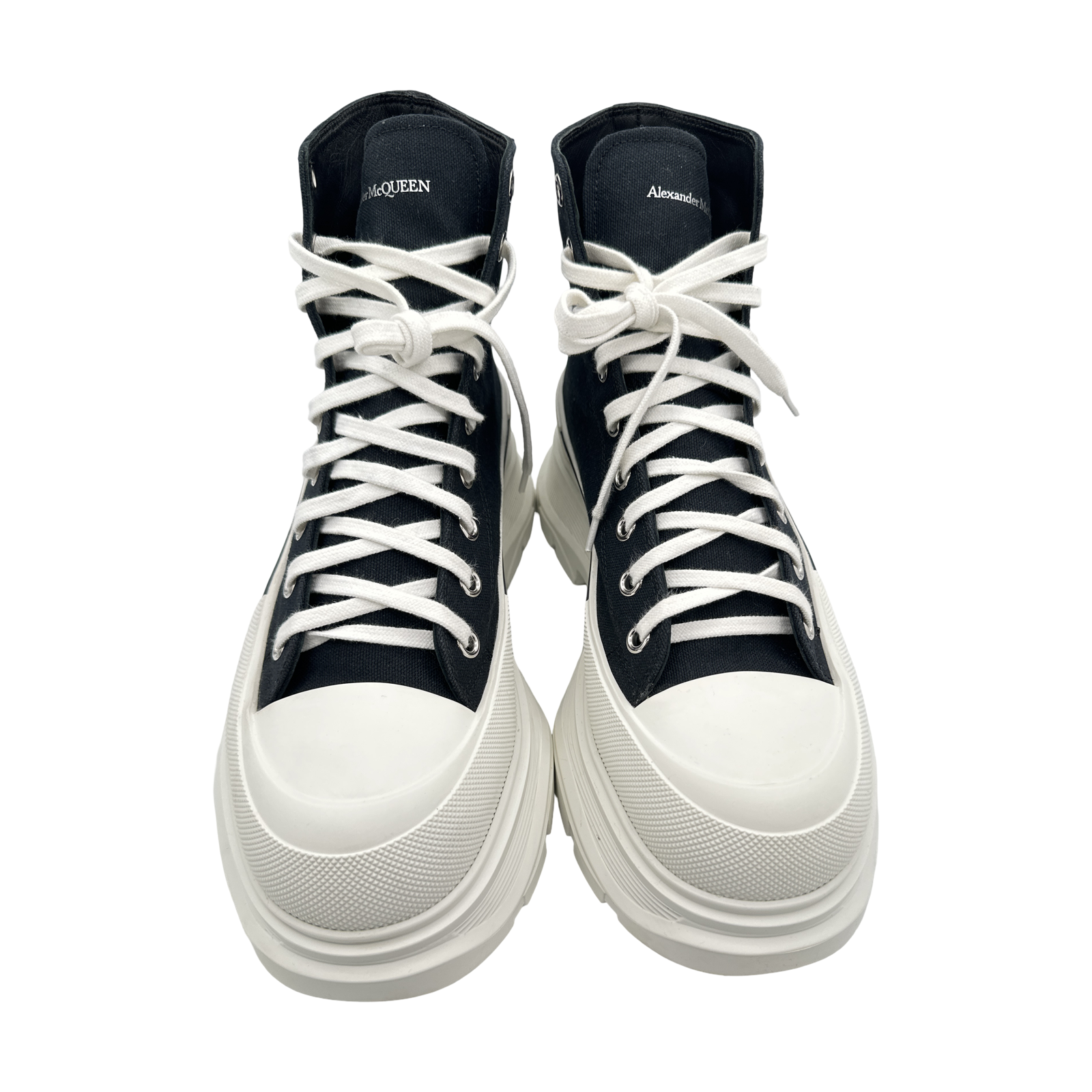 Alexander McQueen Tread Slick Lace Up Boot Black White