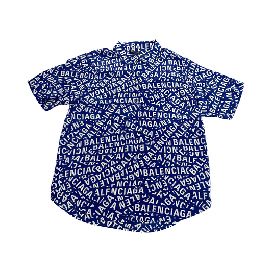 Balenciaga Tape Logo Blue Shirt