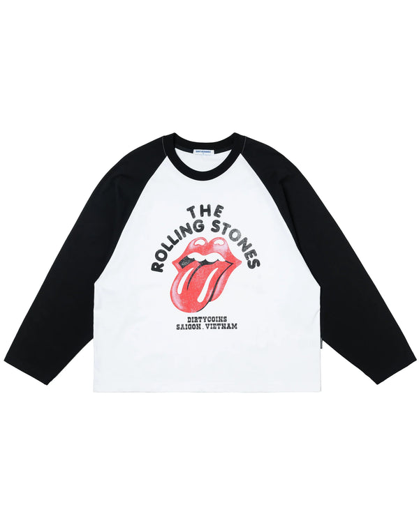 Dirty Coins x Rolling Stones Faded Print Raglan LS T-Shirt