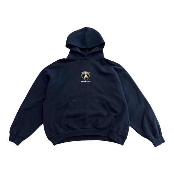 Balenciaga Automobil Lamborghini Medium Fit Hoodie Black Faded
