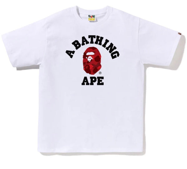 Bape White/Red College Logo