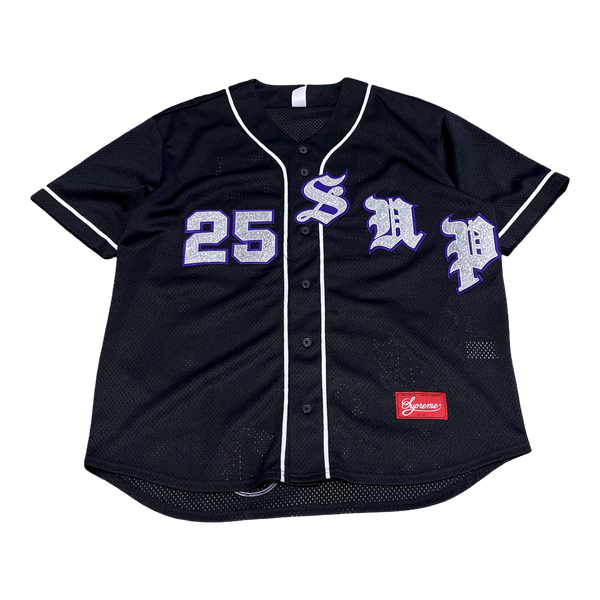 Supreme Old English Baseball Jersey Black