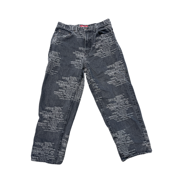 Supreme Trademark Jacquard Baggy Jean Washed Black