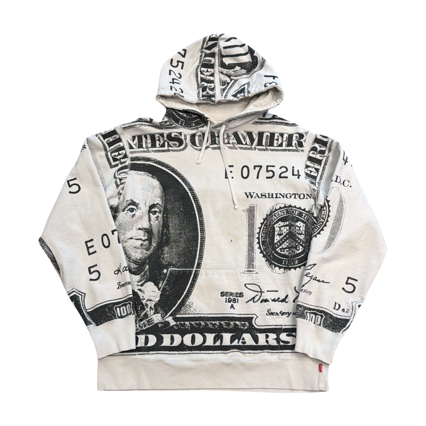 Supreme Benjamin Franklin 100 Dollar Bill Hoodie