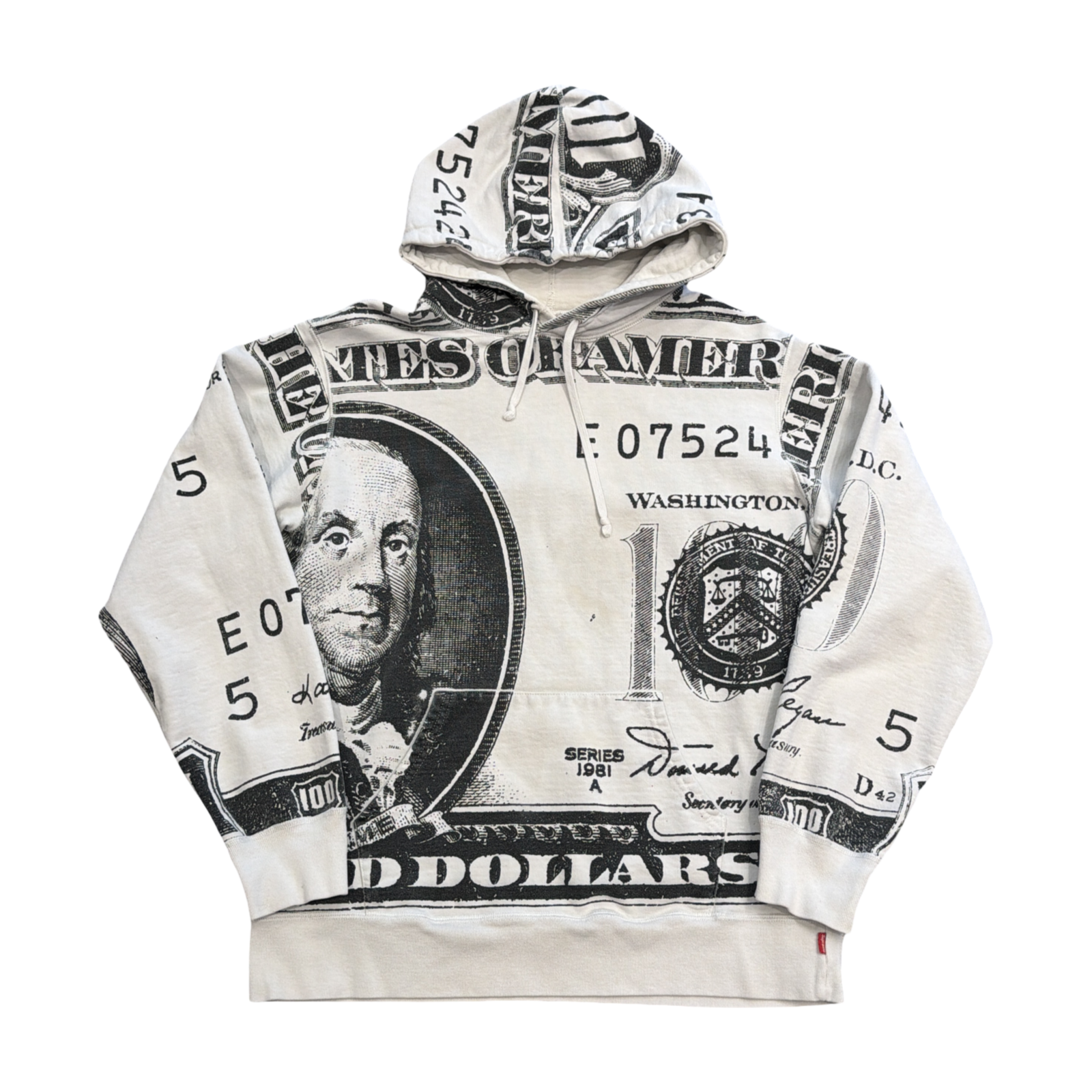 Supreme Benjamin Franklin 100 Dollar Bill Hoodie