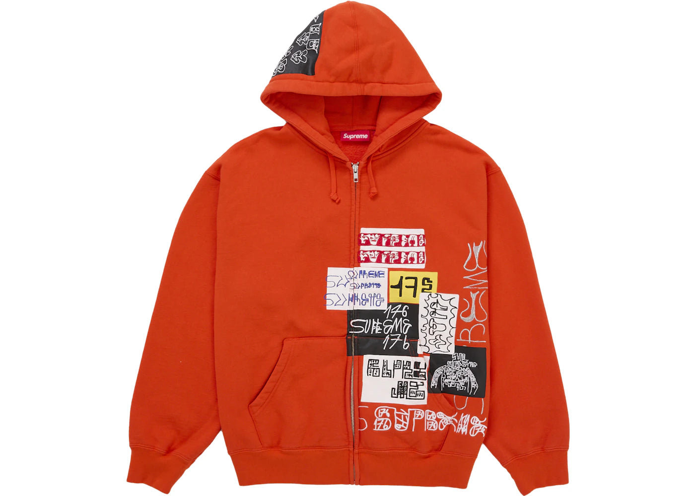 Supreme 176 Zip Up Hooded Sweatshirt Bright Orange