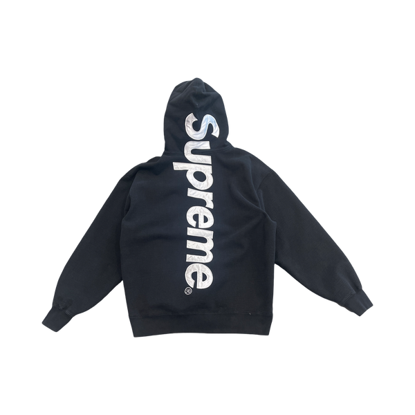 Supreme Satin Appliqué Hooded Sweatshirt (FW25) Black