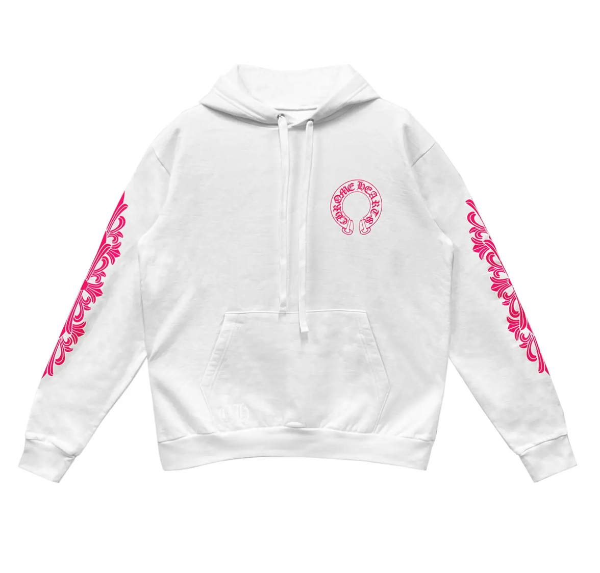 Chrome Hearts Pink Horseshoe Floral Sleeve Pullover Hoodie