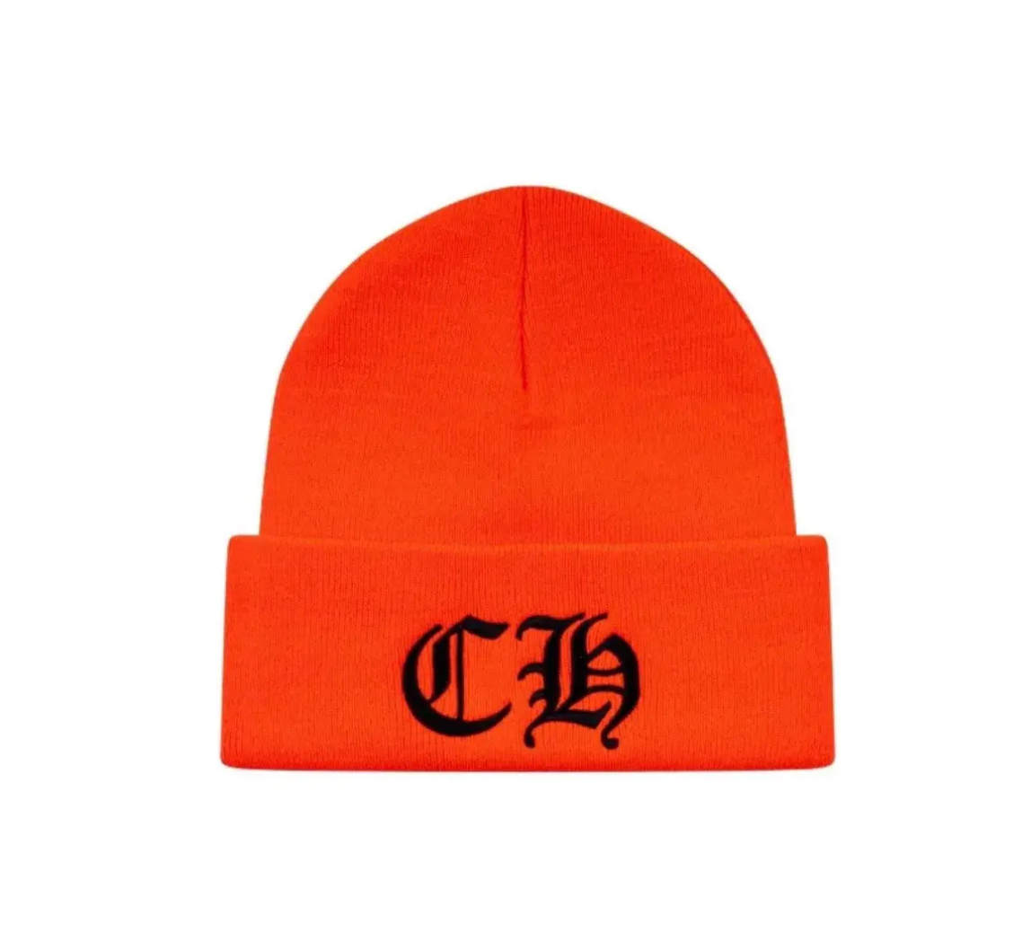 Chrome Hearts Orange Black Logo Beanie