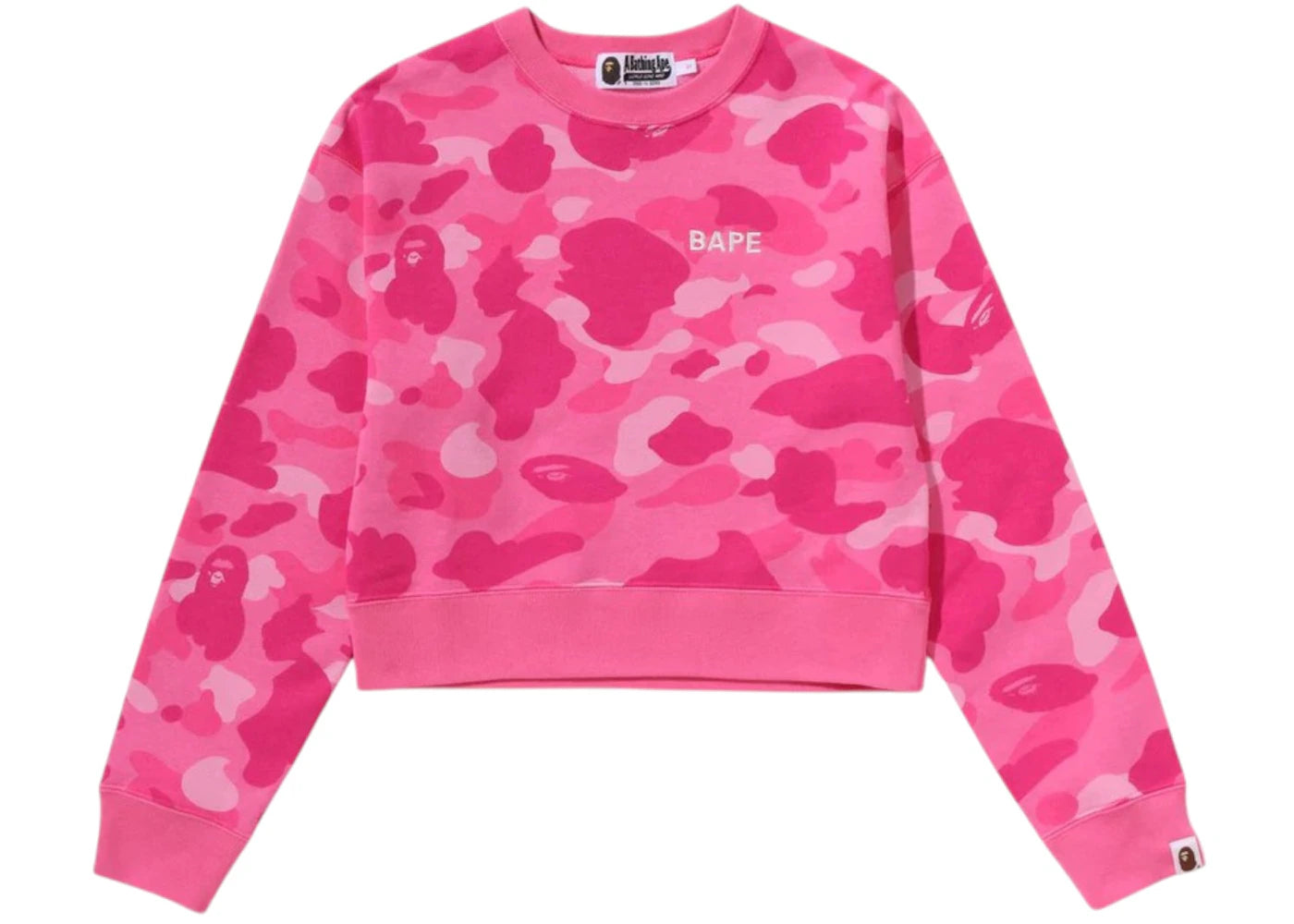 BAPE Women's Color Camo Cropped Crewneck Sweatshirt Pink