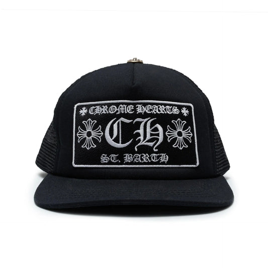 Chrome Hearts St. Barth Exclusive CH Patch Trucker Hat Black White Pre-Owned