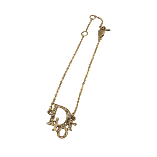 Christian Dior Oblique Crystal Gold Bracelet