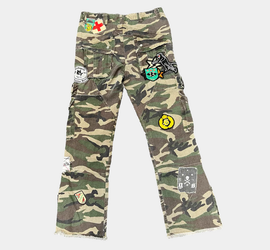Godspeed Camo Patchwork Flared Cargo Pants