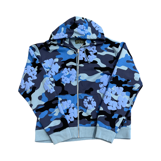 Denim Tears The Cotton Wreath Zip Sweatshirt Blue Camo