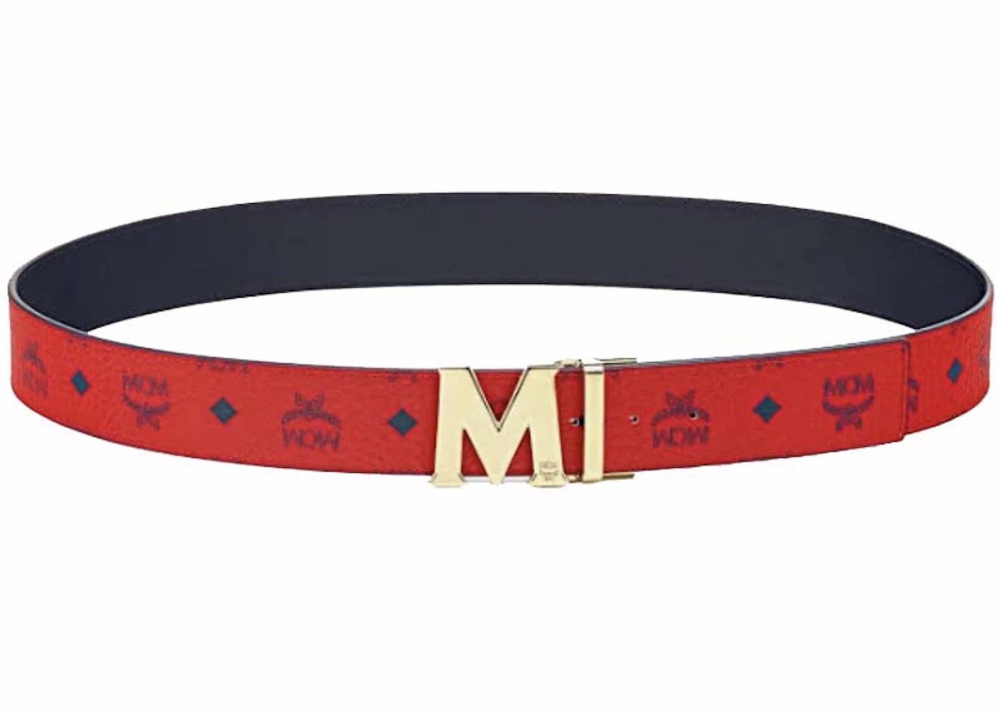 MCM Claus M Reversible Belt Visetos Ruby Red/Blue