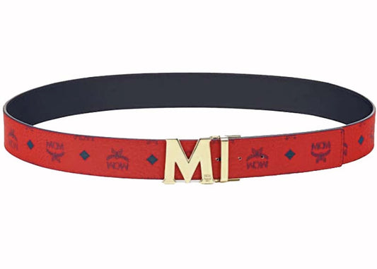 MCM Claus M Reversible Belt Visetos Ruby Red/Blue