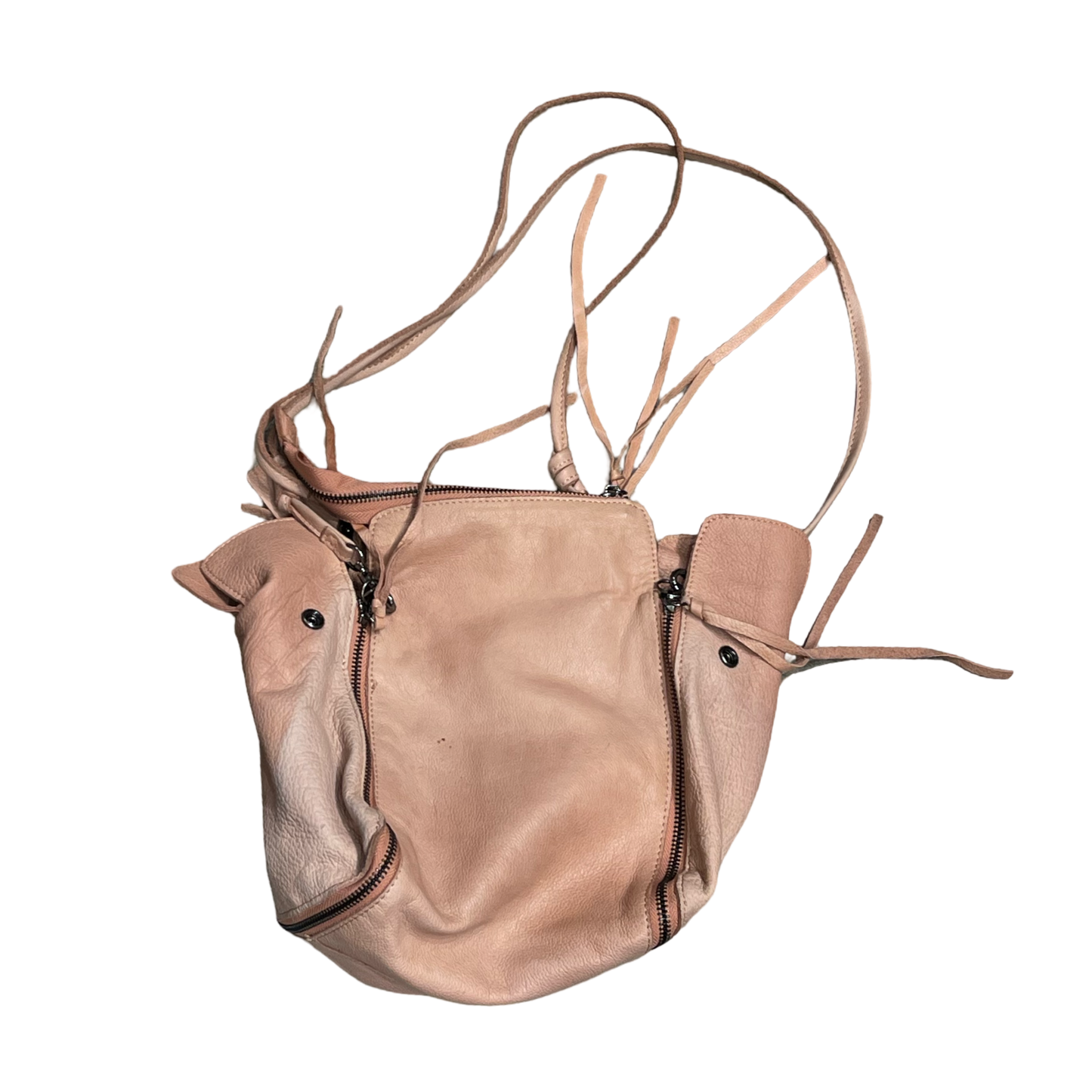 Vintage Mauve Leather Shoulder Hobo Bag