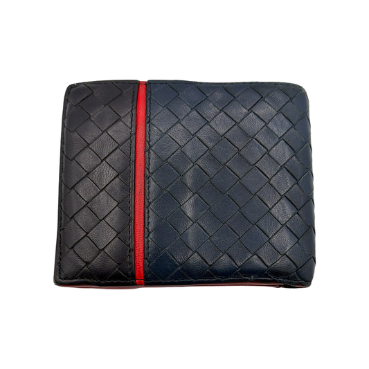 Bottega Veneta Black & Blue Intrecciato Leather Wallet