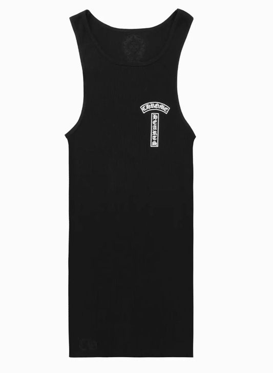 Chrome Hearts Vertical Cross Logo Tank Top Black White