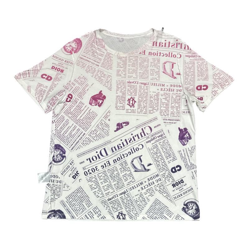 Dior x Daniel Arsham Newspaper Print Tee Beige