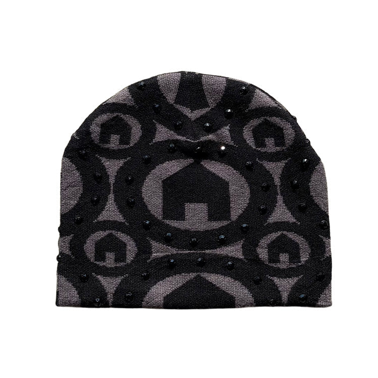 H1LL HOUSE Black Rhinestone Beanie
