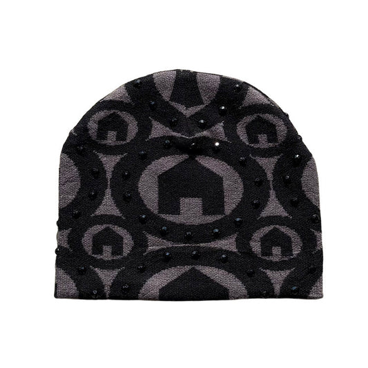 H1LL HOUSE Black Rhinestone Beanie
