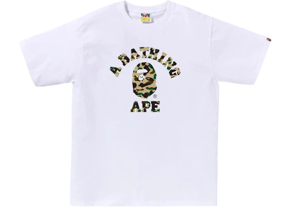 BAPE 1st Camo College Tee Tee White/Yellow