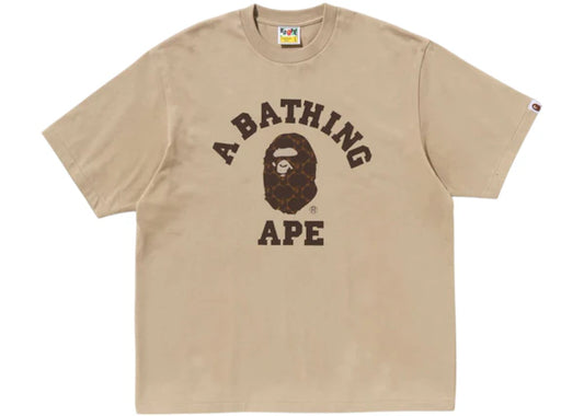 BAPE College Monogram College Relaxed Fit Tee Beige