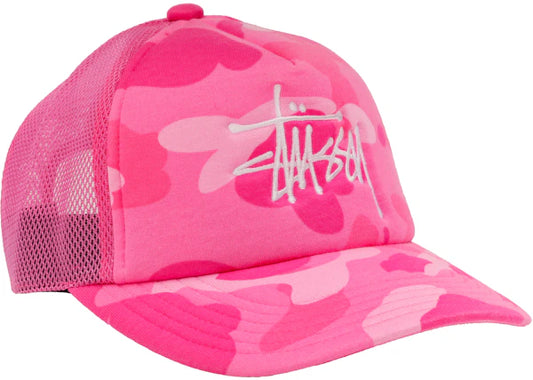 BAPE x Stussy Trucker Cap Pink