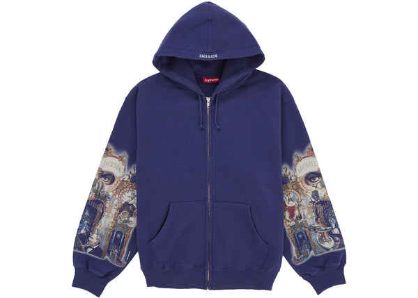 Supreme Michael Jackson Dangerous Zip Up Hooded Sweatshirt Washed Navy