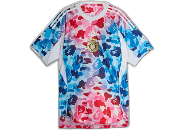 adidas x BAPE Football Graphic Slim Jersey T-shirt Blue/Pink