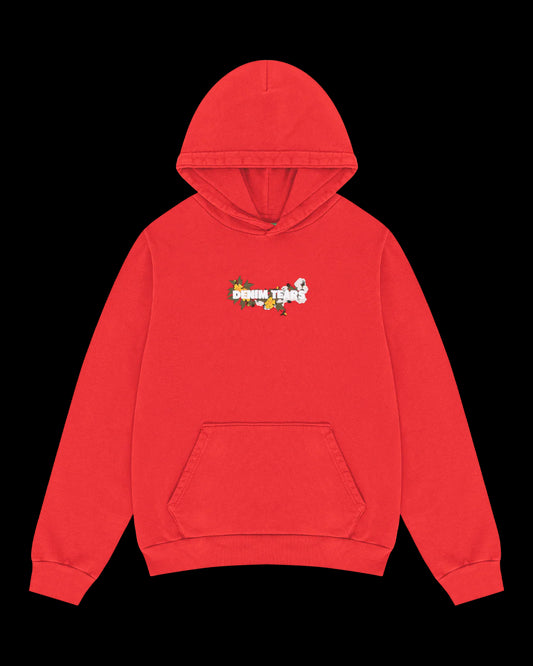 Denim Tears Embroidered Logo Hoodie Red
