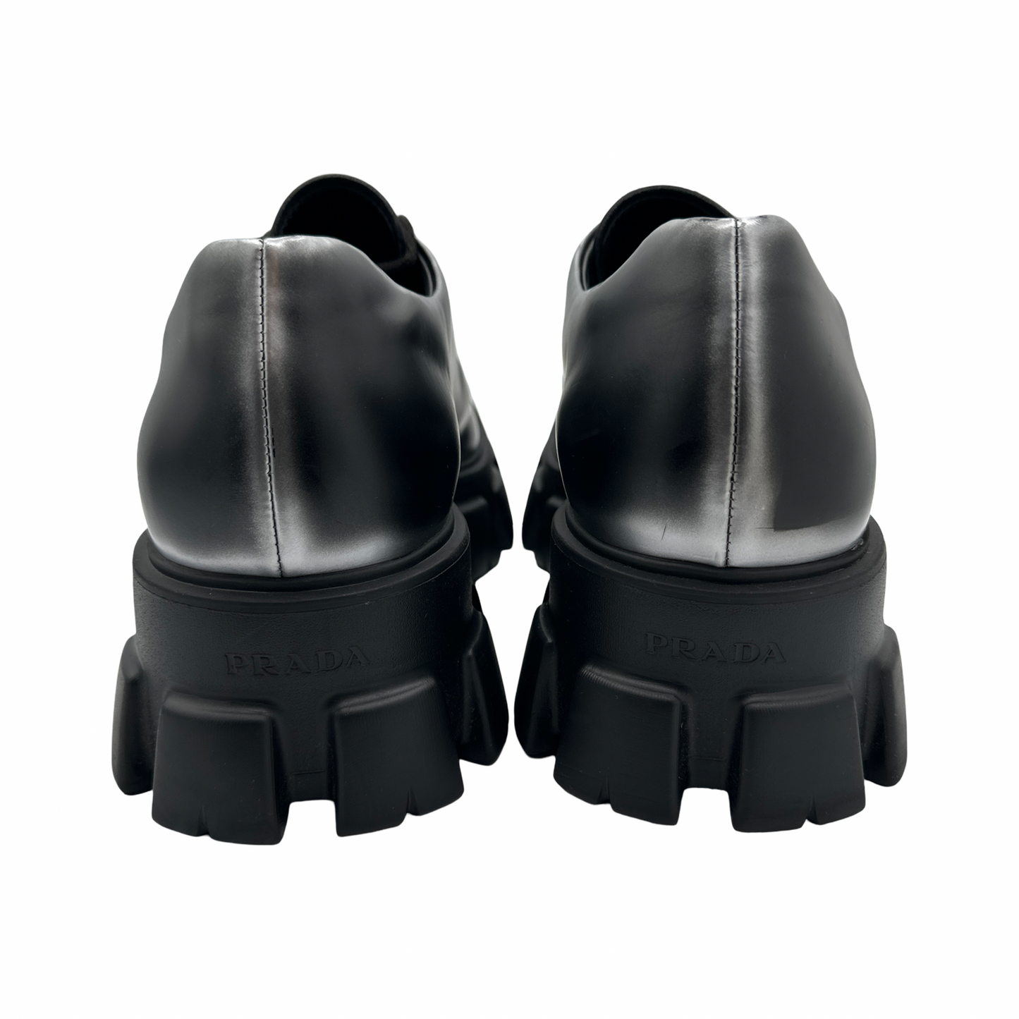 Prada Monolith Brushed Leather Lace-Up Shoes